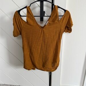 Casual Mustard Short Sleeve Top